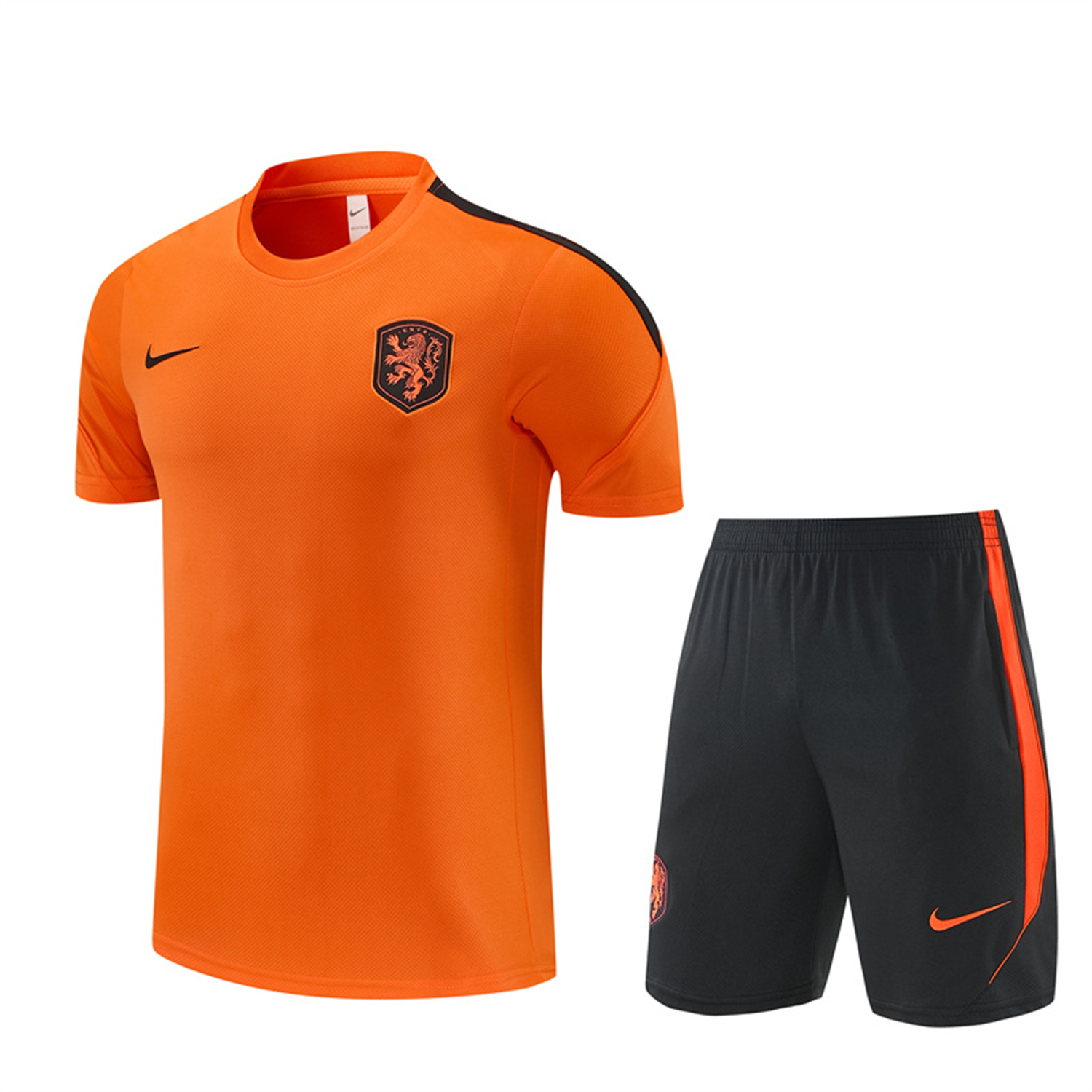 Funinjersey-Netherlands 2026 Short-Sleeve Training Set - Orange Top & Black With Orange Accents Pants