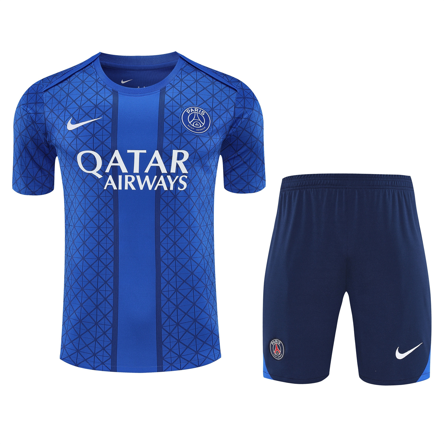 foot-Paris Saint-Germain PSG 25-26 Short-Sleeve Training Set - Blue Top & Deep Blue Shorts