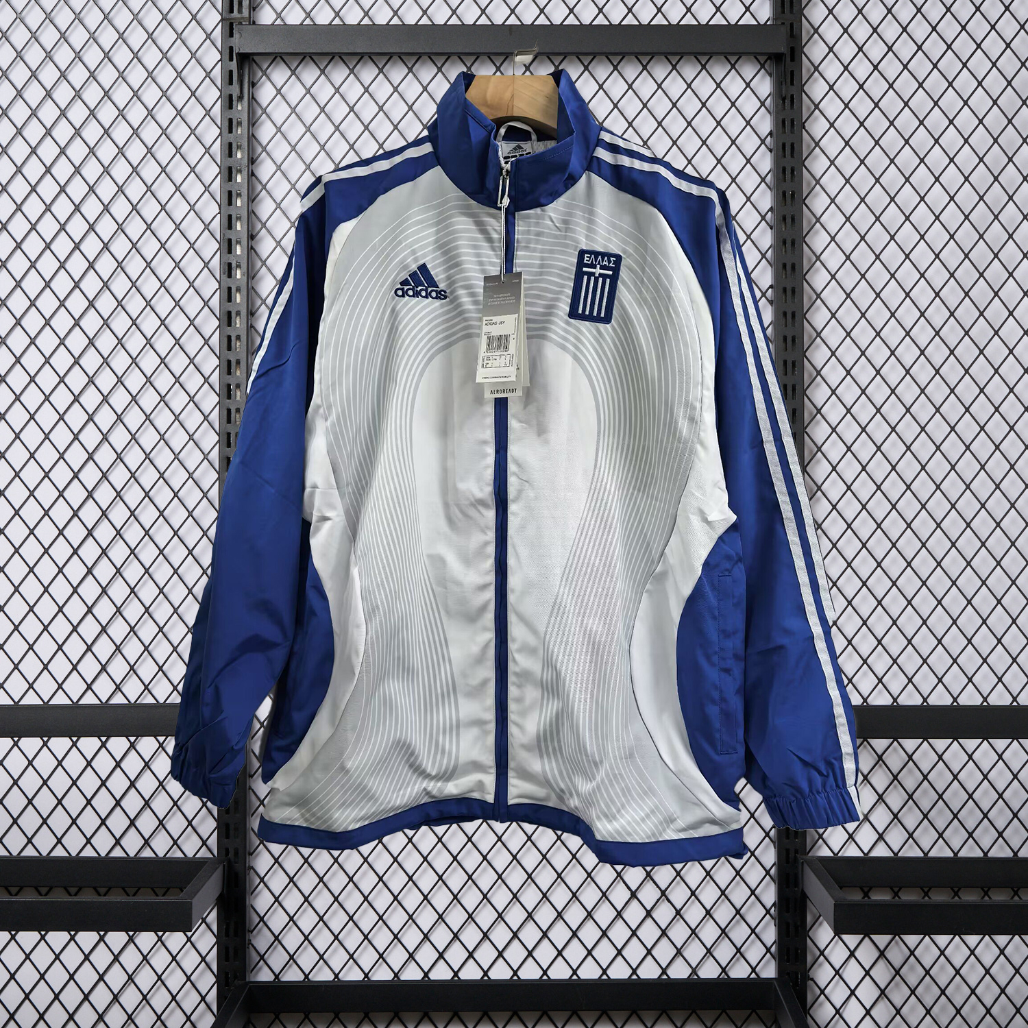 foot-Retro Greece 2006 Vintage Style Windbreaker - White & Black