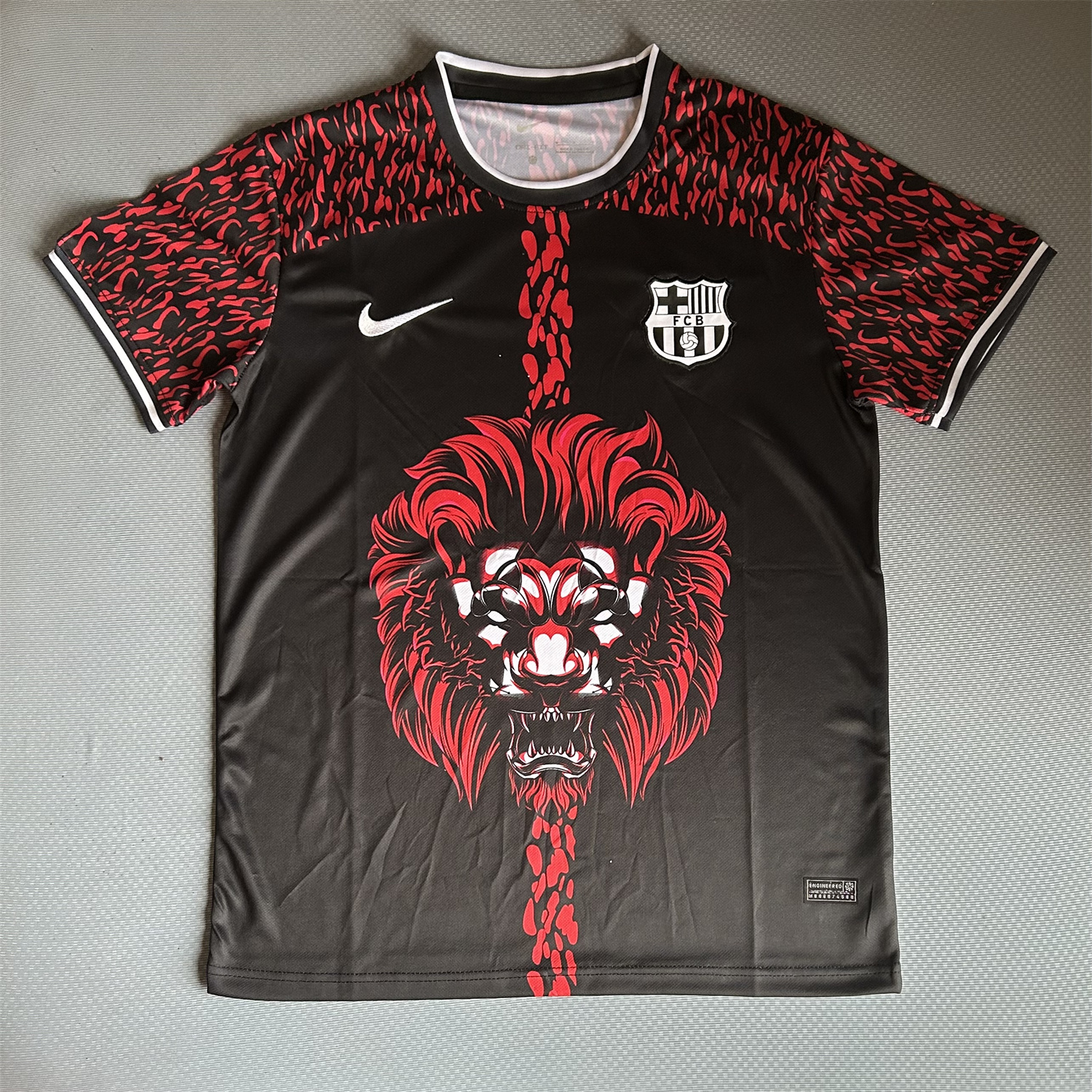 foot-Barcelona 25-26 Red Lion Silhouette Black Jersey - Fans Version