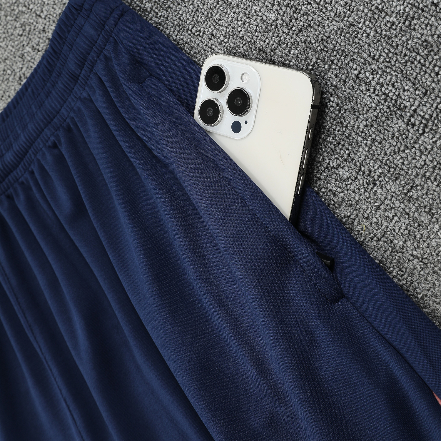 foot-Barcelona 25-26 Short-Sleeve Training Set - Cream Top & Deep Blue Shorts