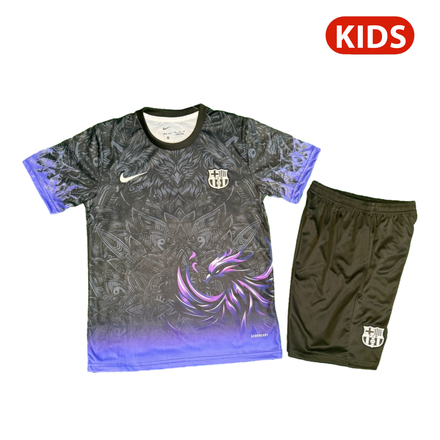 foot-Barcelona 25-26 Purple Bird Black Special Kids Kit