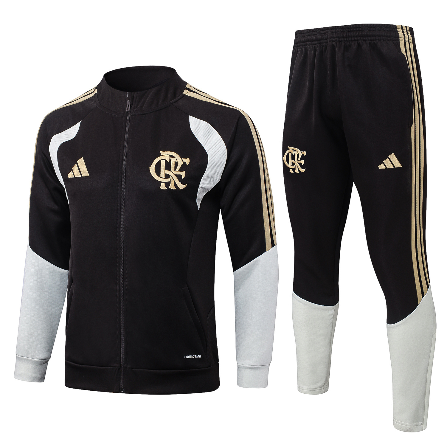 Funinjersey-Flamengo 2026 Jacket Training Tracksuit - Black With White Jackets & Pants