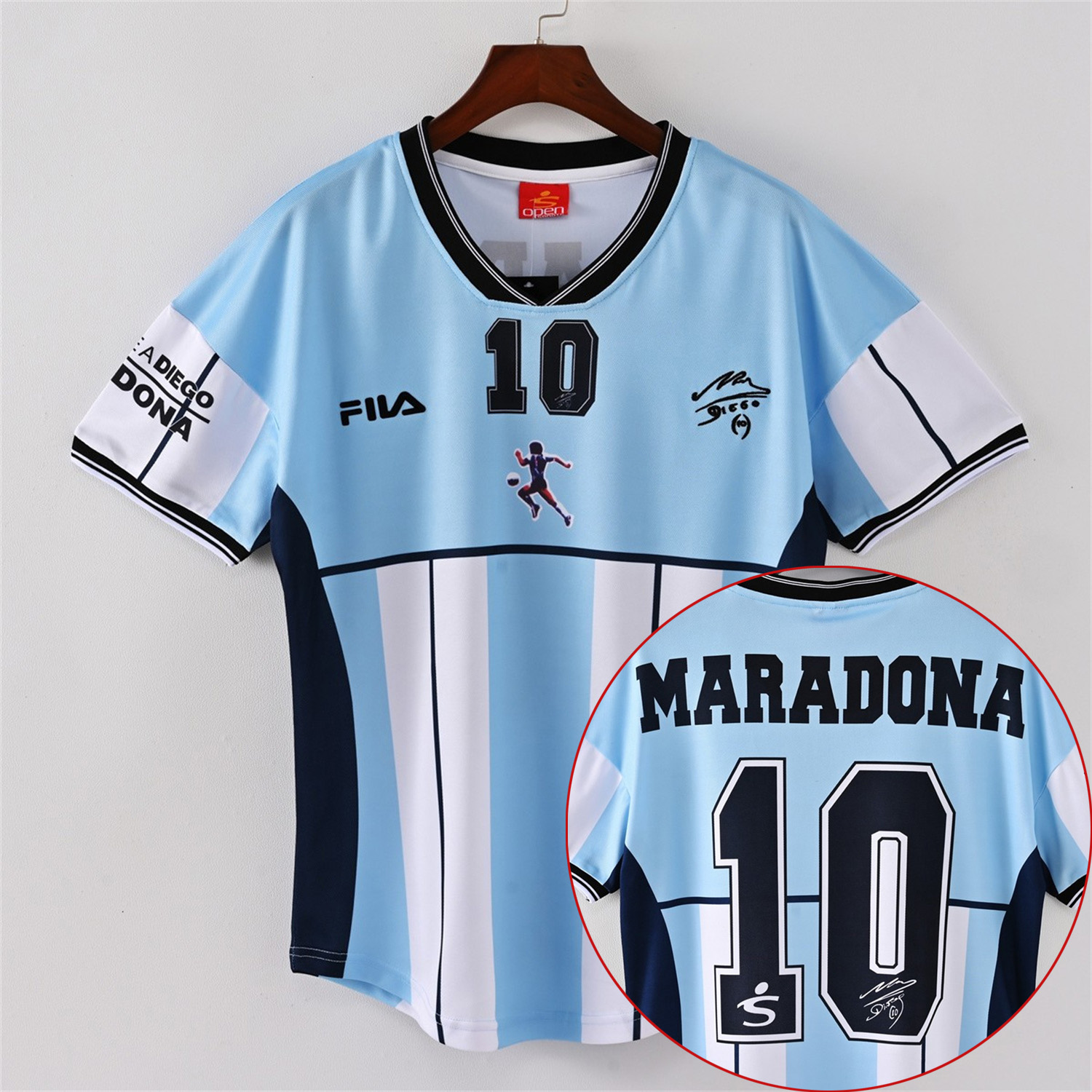 foot-Retro Argentina 2001 Maradona Retirement Commemorative Edition Jersey with Maradona #10