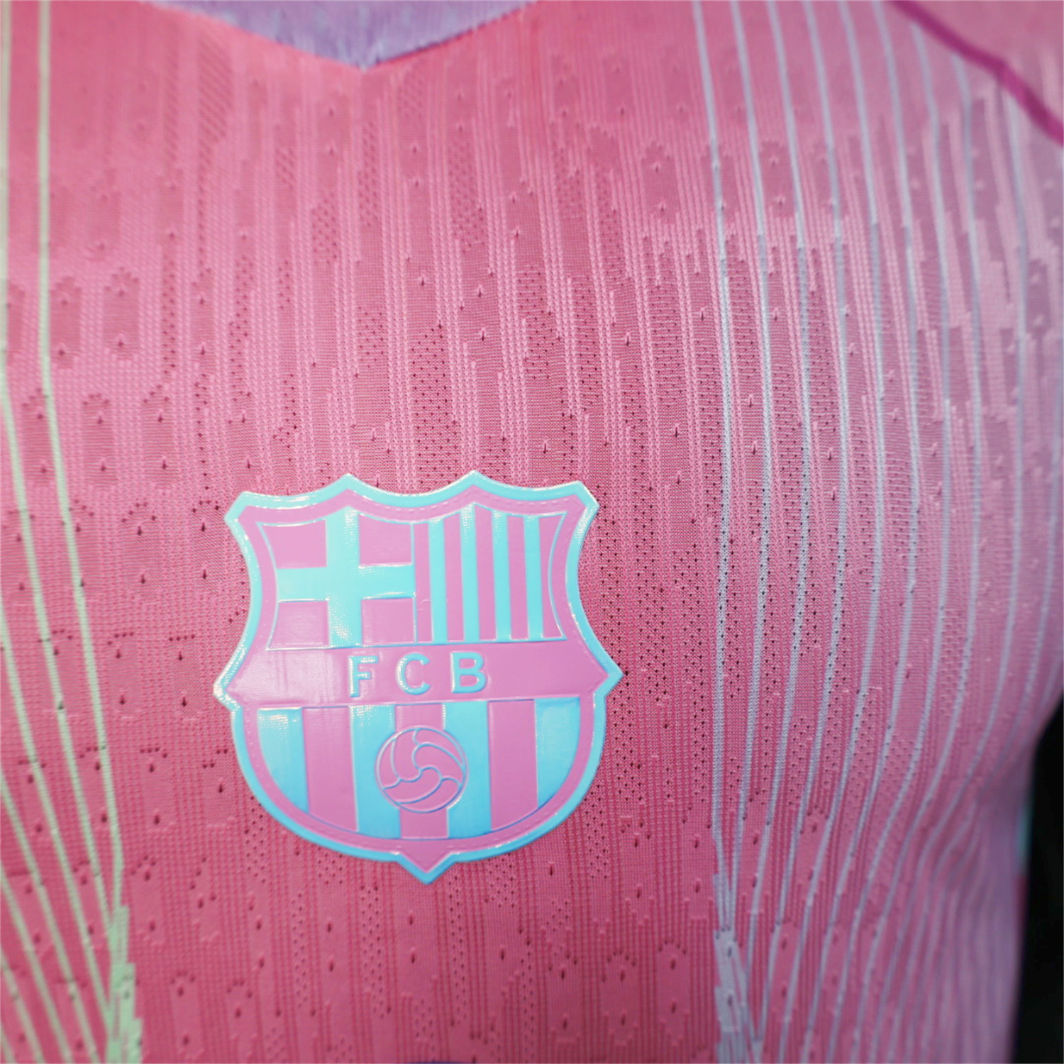 foot-Barcelona 25-26 Pink and Light Blue Stripes Jersey - Player Version