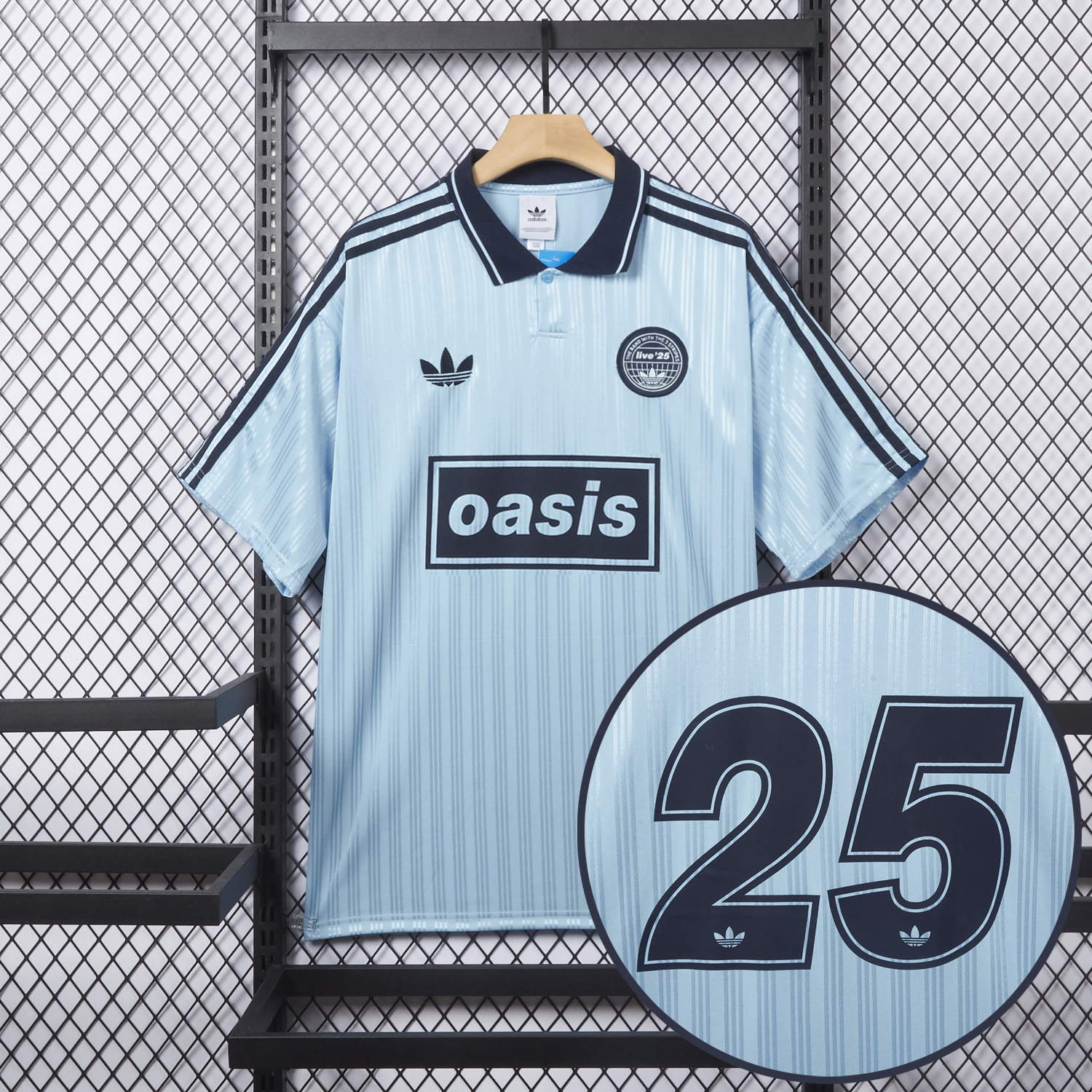 foot-Bohemian 25-26 Oasis Originals Tour Light Blue Jersey With Number 25 - Fans Version