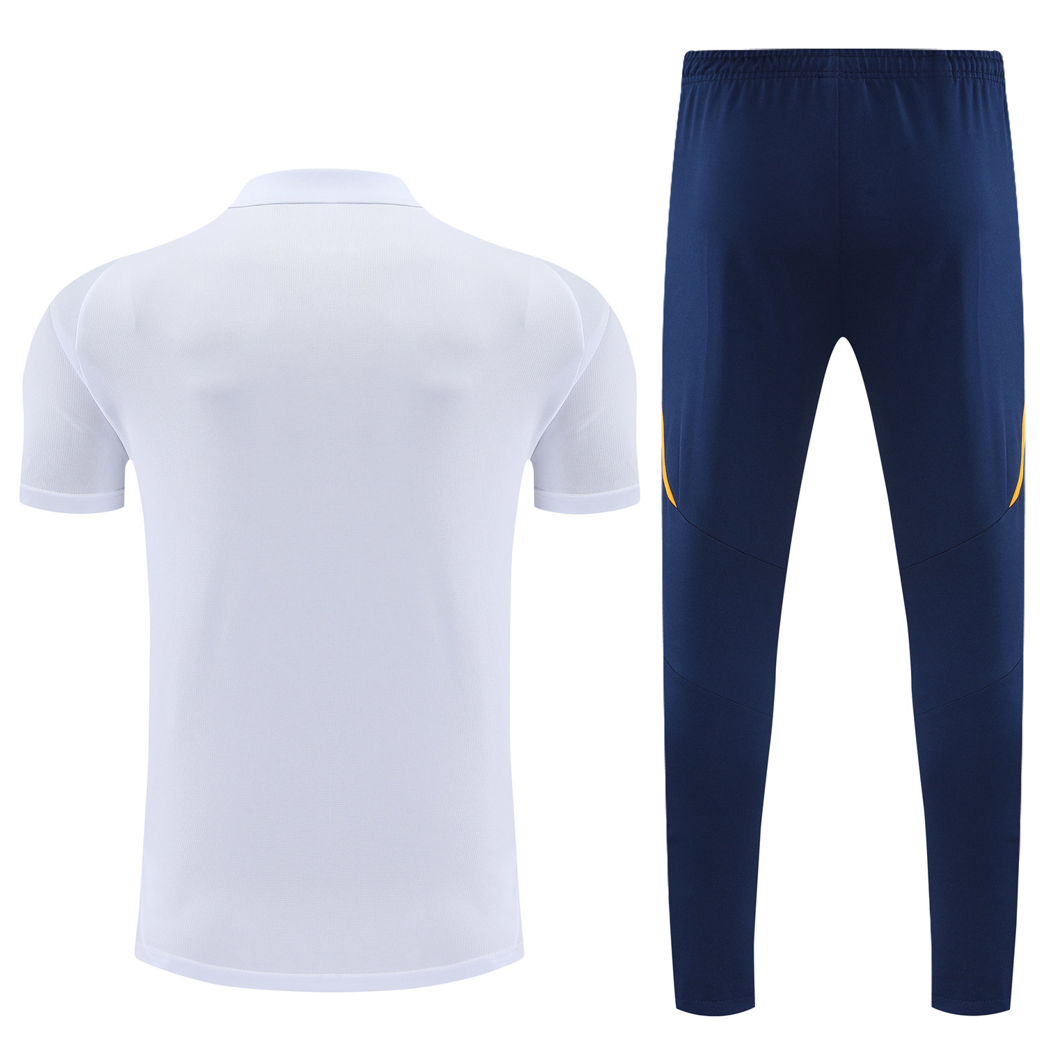 foot-Real Madrid 25-26 POLO Short-Sleeve Training Set - White Top and Deep Blue Pants