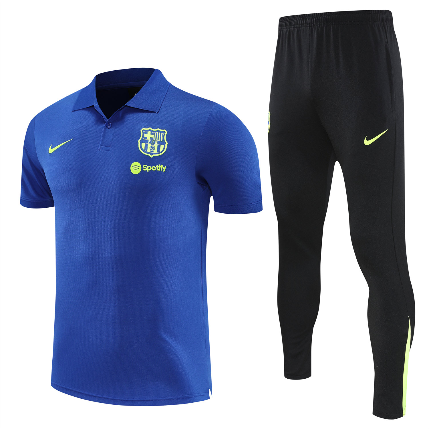 foot-Barcelona 25-26 POLO Short-Sleeve Training Set - Blue Top and Black Pants