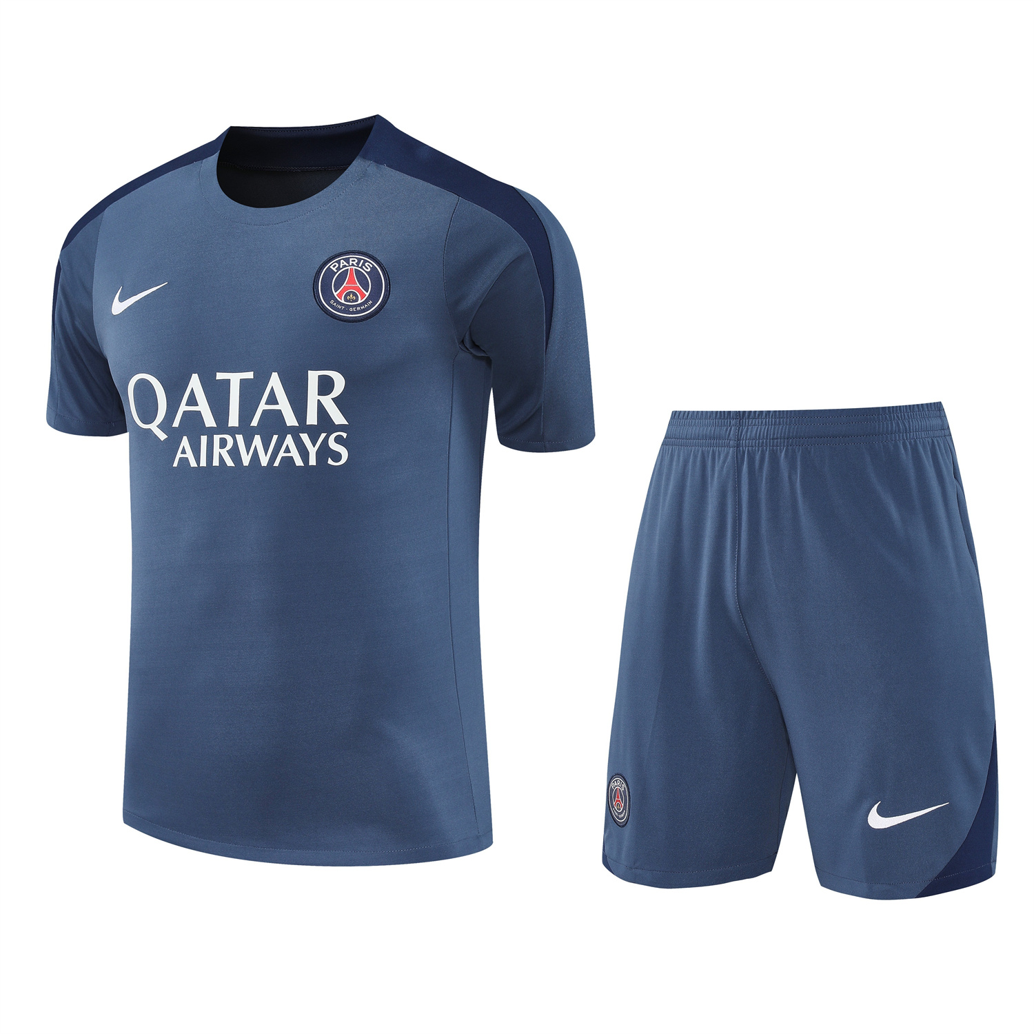 foot-Paris Saint-Germain PSG 25-26 Short-Sleeve Training Set - Deep Blue Top & Deep Blue Shorts