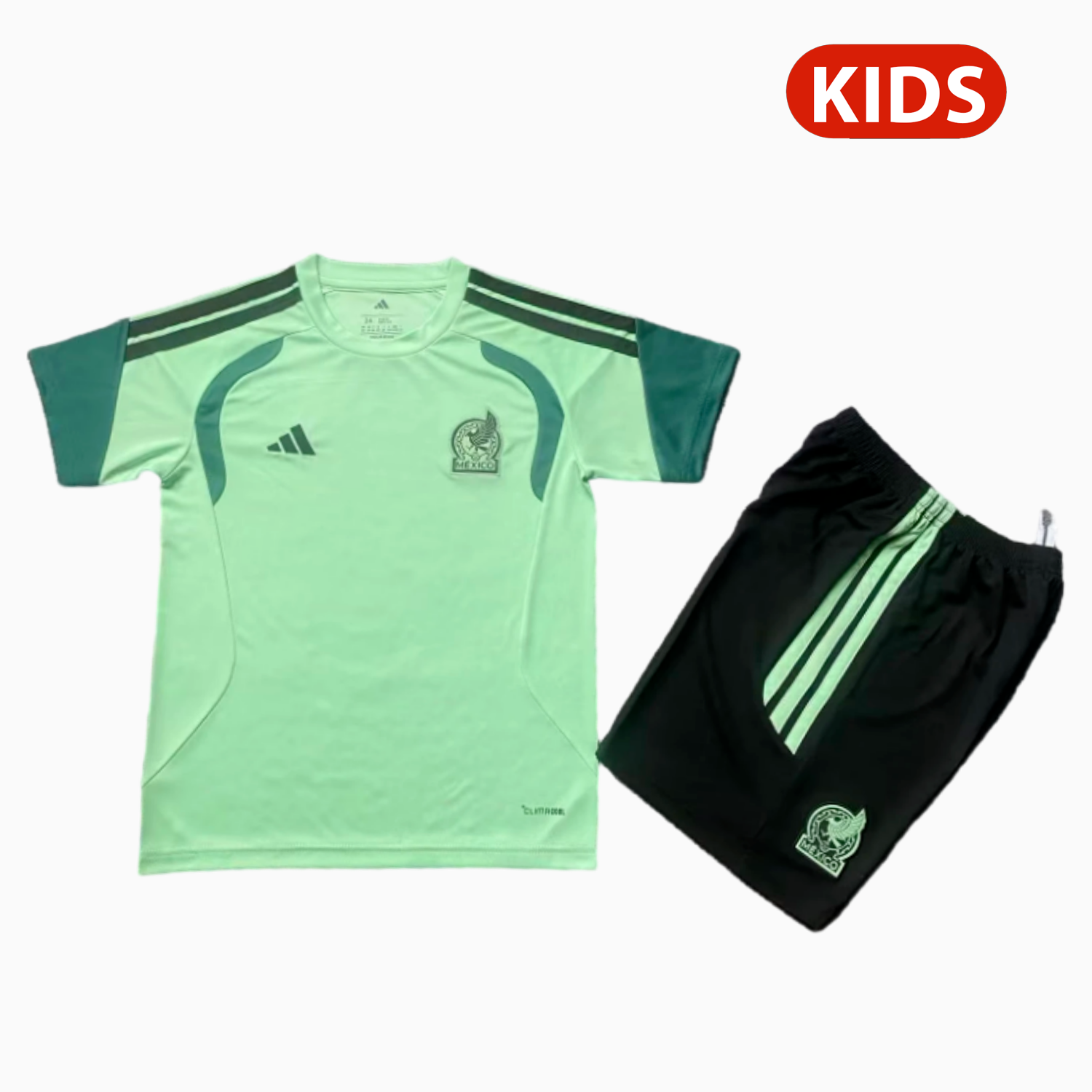 Unitedfootballkit.com | Mexico 2026 Green Training Kids Kit -Customize Name, Number and Patch | Worldwide Shipping