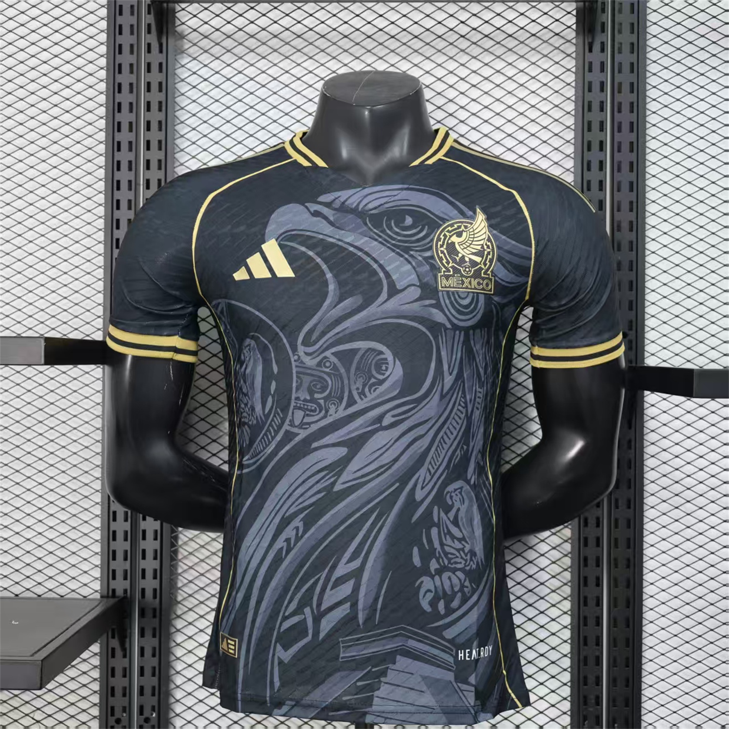 foot-Mexico 25-26 Grey Eagle Sketch Black Gold Special Jersey - Player Version