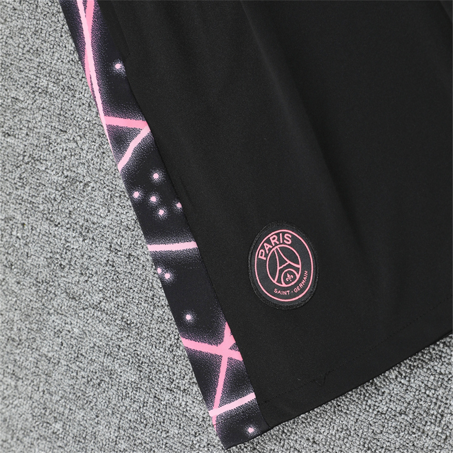 foot-Paris Saint-Germain PSG 25-26 Short-Sleeve Training Set - Pink Fluorescent Rays Black Top & Black Shorts