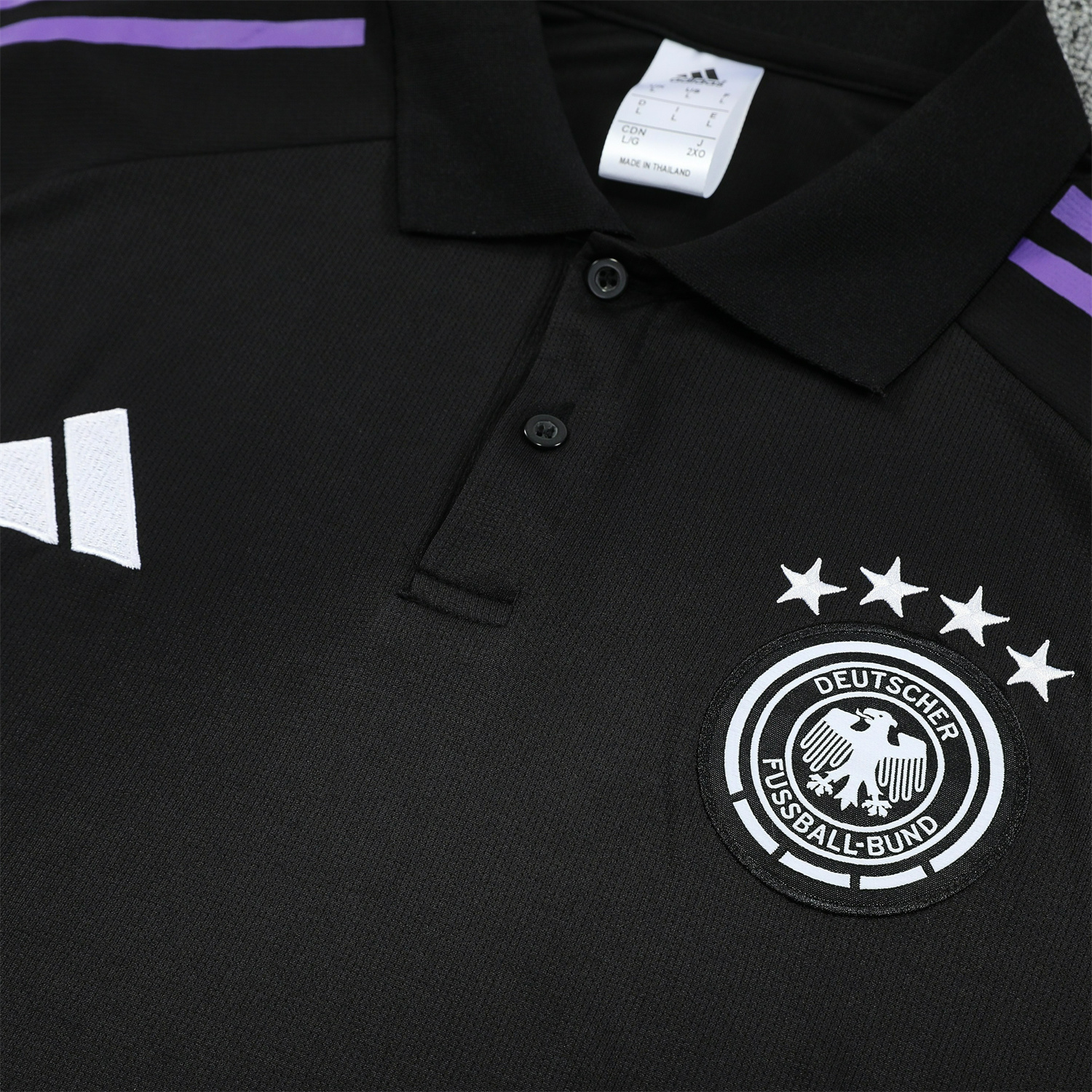 foot-Germany 25-26 POLO Short-Sleeve Training Set - Black Top and Pants