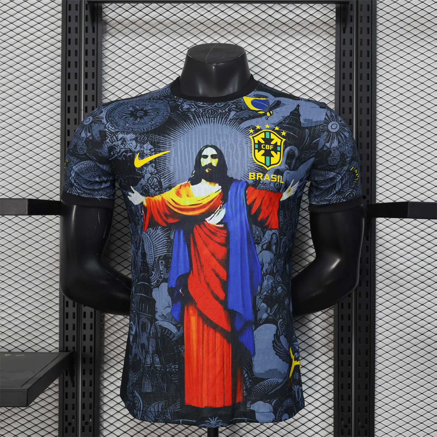 foot-Brazil 25-26 Colorful Jesus Statue Special Black Jersey - Player Version