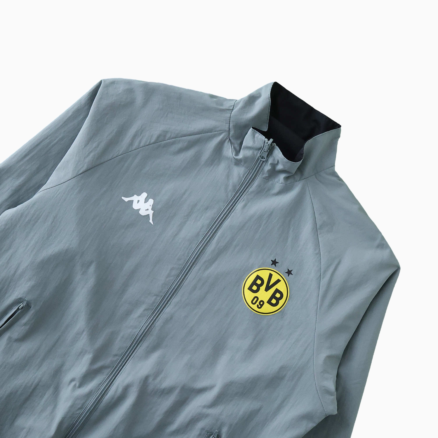 foot-Borussia Dortmund 24-25 Retro Style Double Sided Reversible Windbreaker - Black & Grey