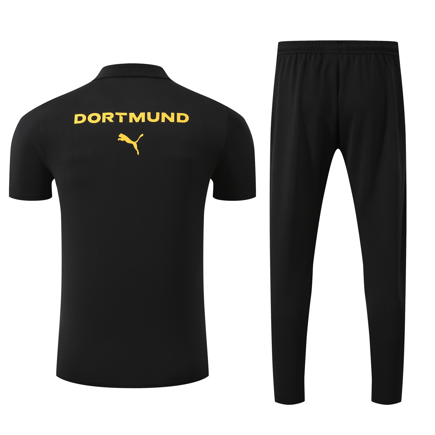 foot-Dortmund 25-26 POLO Short-Sleeve Training Set - Black Top and Pants