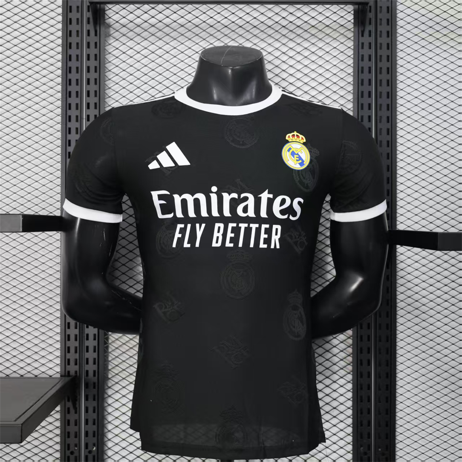 foot-Real Madrid 25-26 Black Team Logo Jacquard Special Jersey - Player Version