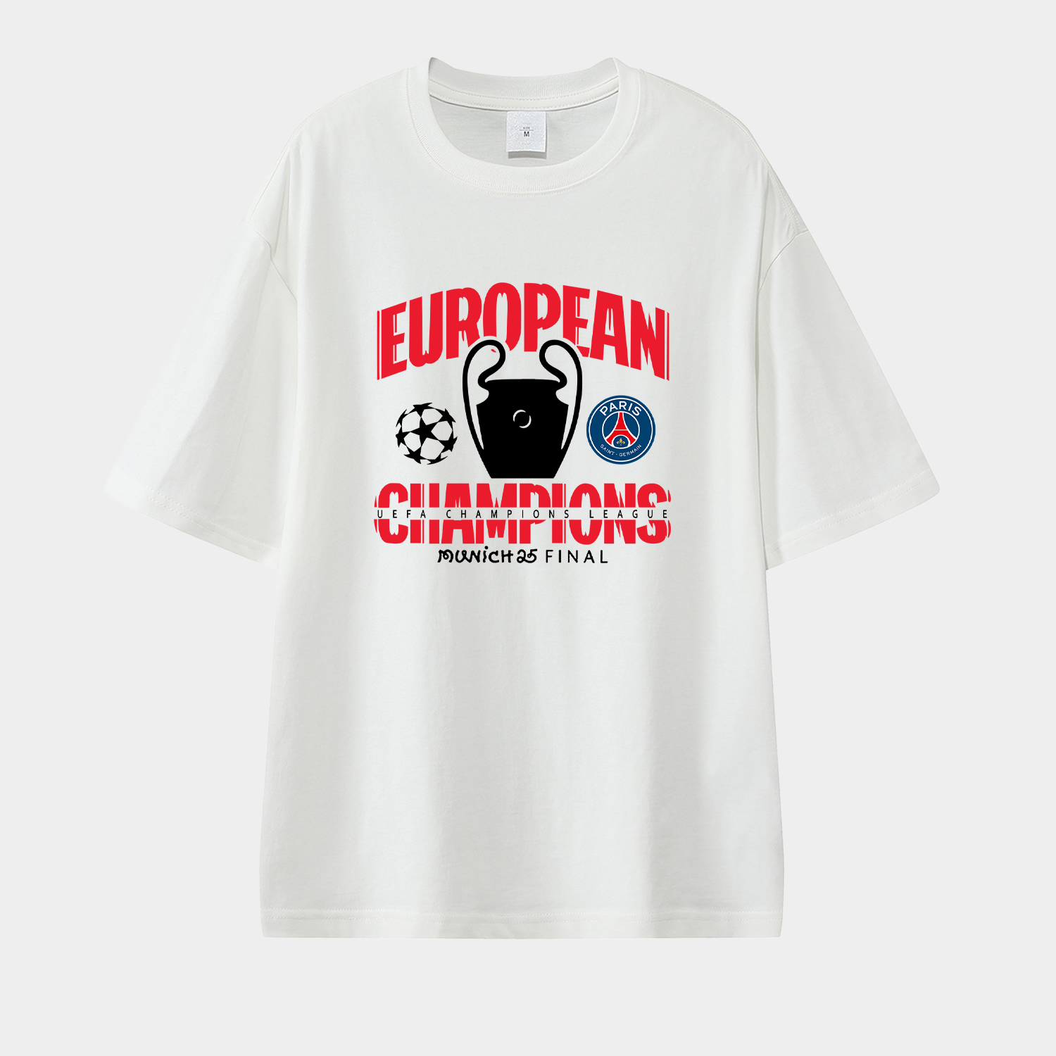 foot-Paris Saint-Germain PSG 2025 European Champions Winner Unisex Pure Cotton T-shirt