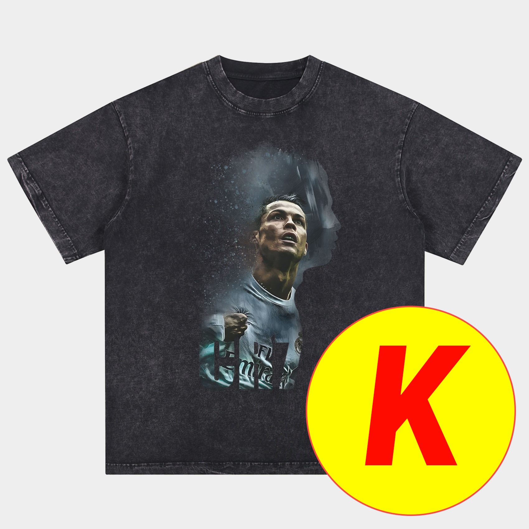 foot-Cristiano Ronaldo Portugal Real Madrid Manchester United Oversized Washed T-Shirt