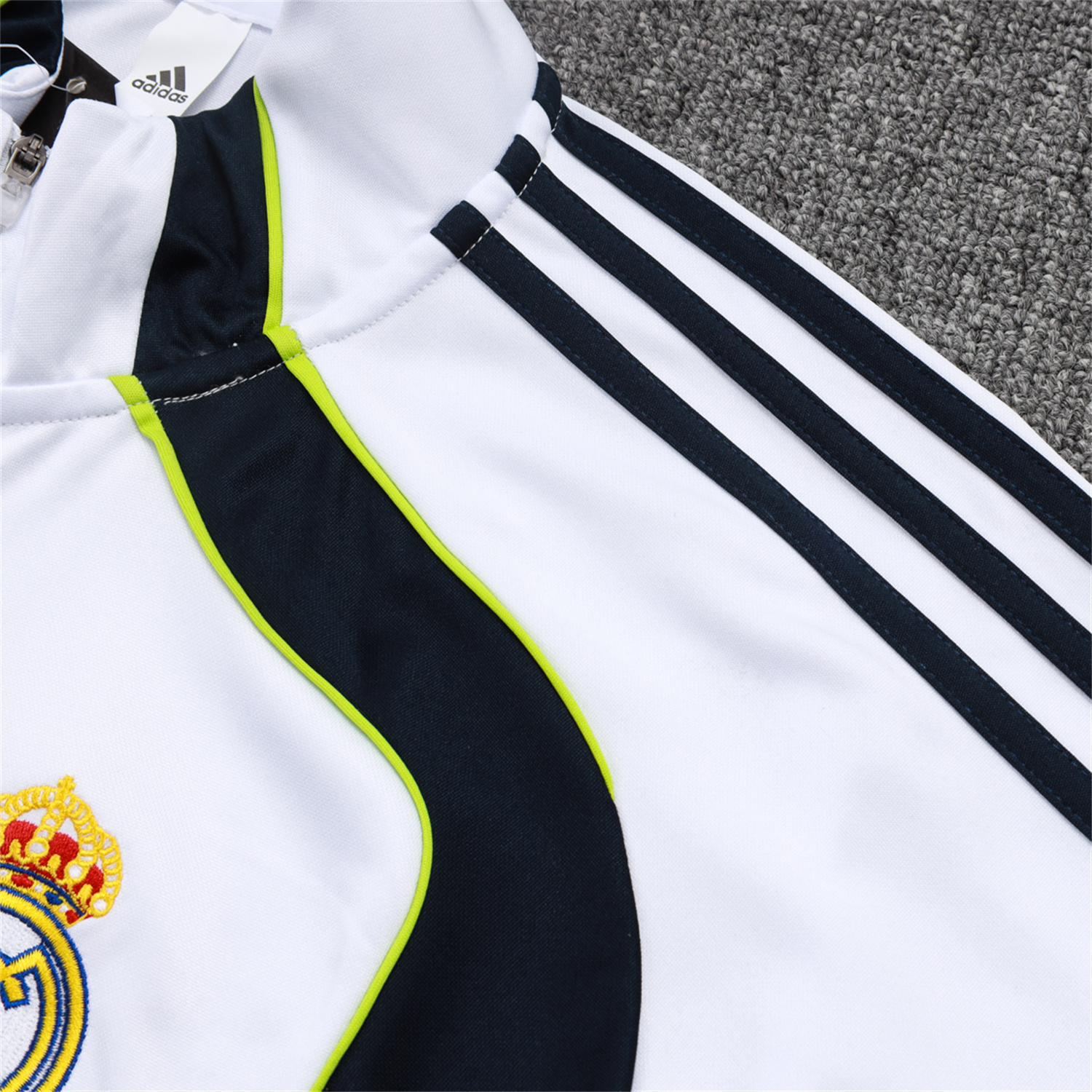 foot-Real Madrid 25-26 Long Sleeve Training Set - White Urban Purist Style and Deep Blue Pants