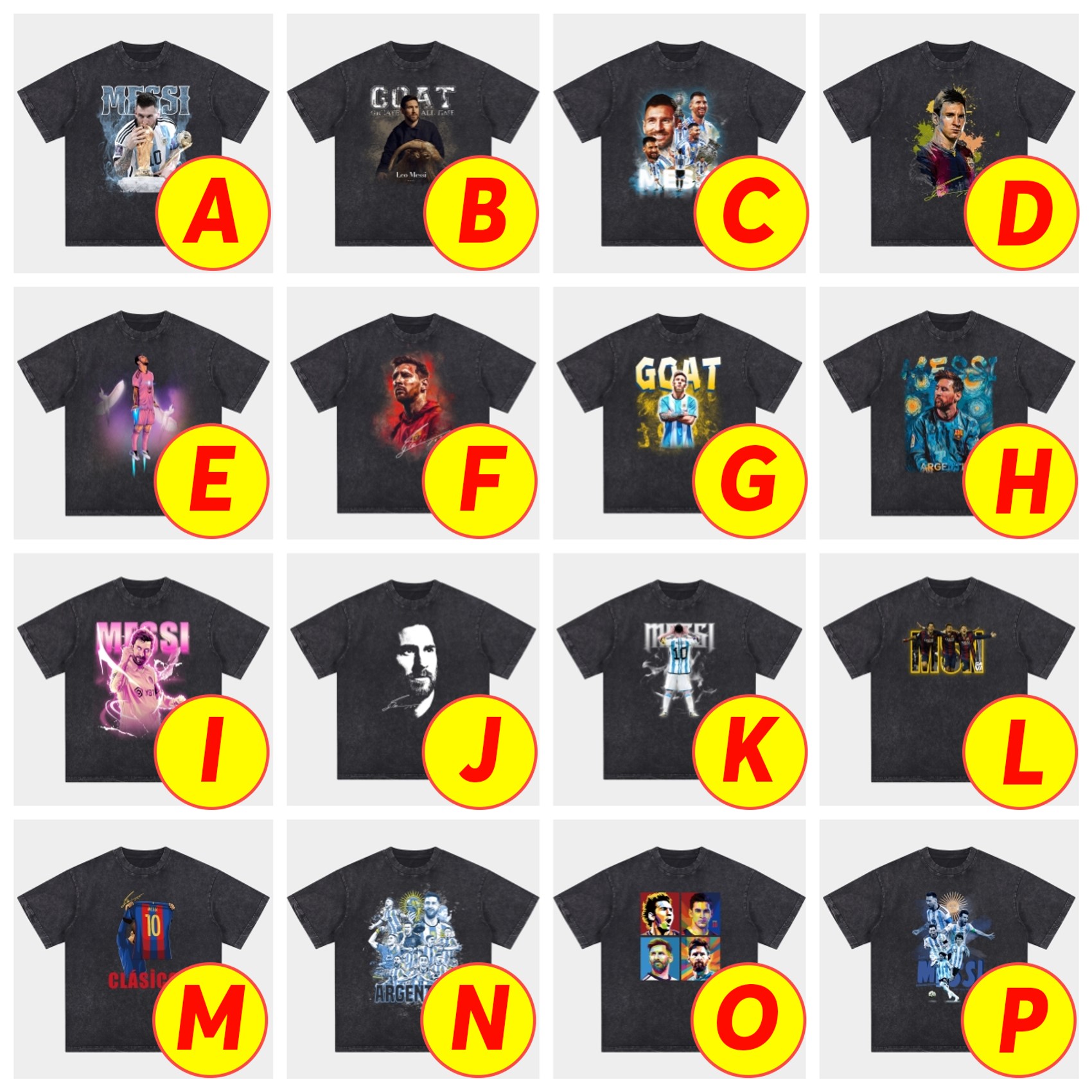 foot-Messi GOAT Argentina Barcelona INT M.A.M Oversized Washed T-Shirt