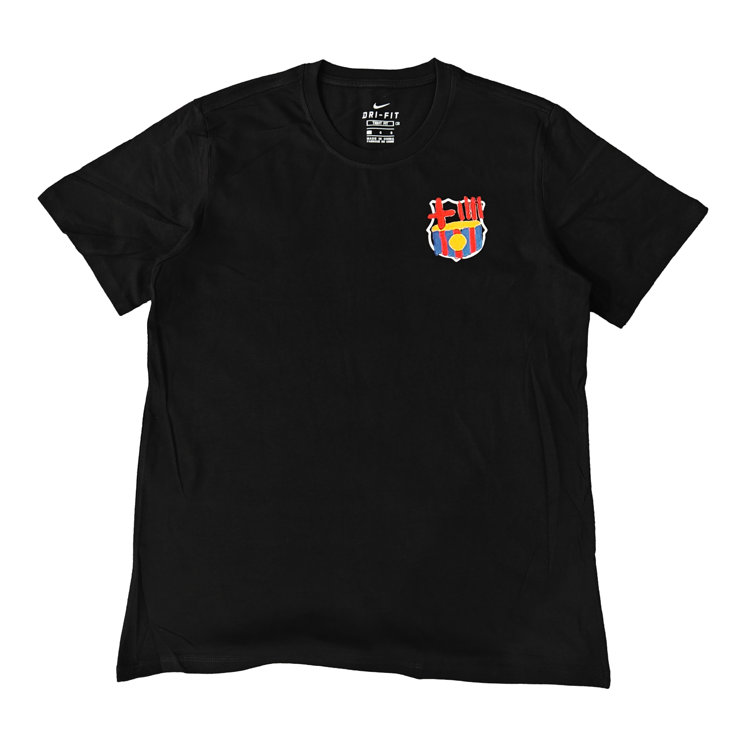 foot-Barcelona Tots Units Fem Força Full-Color Drawing Of The Shield T-shirt【Black】
