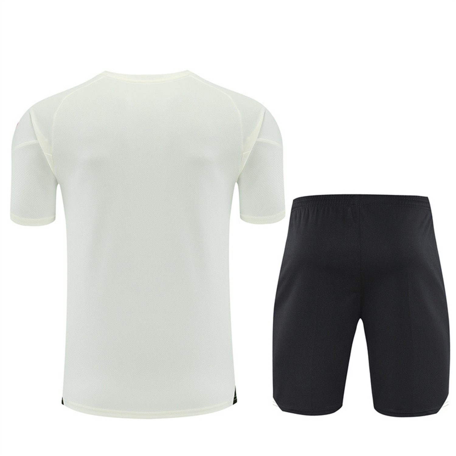 foot-Liver.pool 25-26 Kids Short-Sleeve Training Set Off White Top & Black Shorts