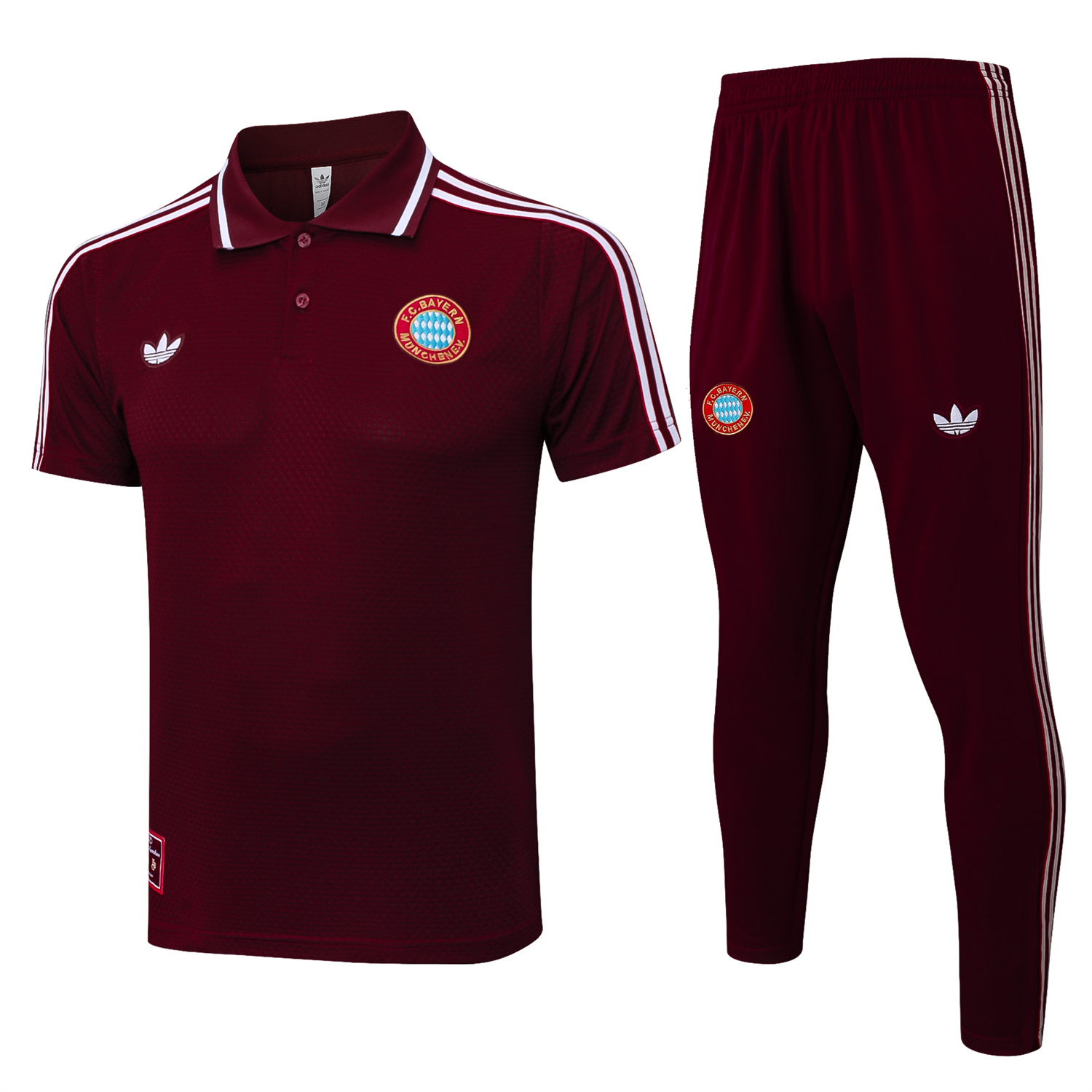 foot-Bayern Munich 25-26 POLO Short-Sleeve Training Set - Deep Red Top and Pants