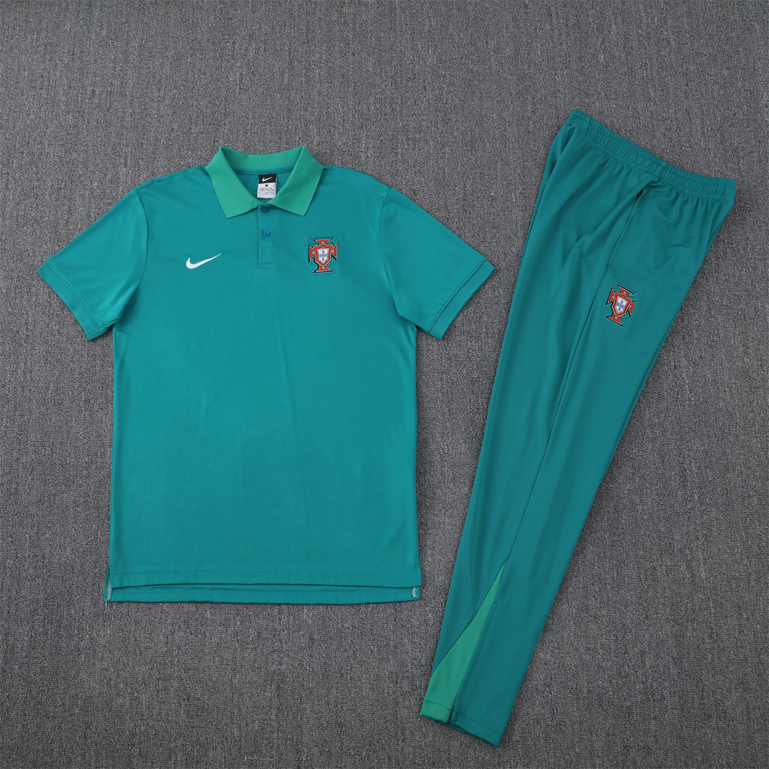 foot-Portugal 25-26 POLO Short-Sleeve Training Set - Blue Green Top and Pants