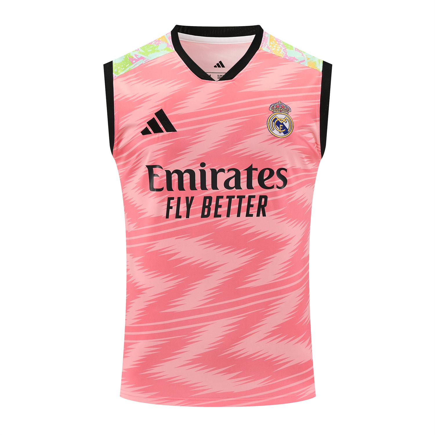 foot-Real Madrid 25-26 Vest Training Set - Pink Arrow Pattern Vest & Black Shorts