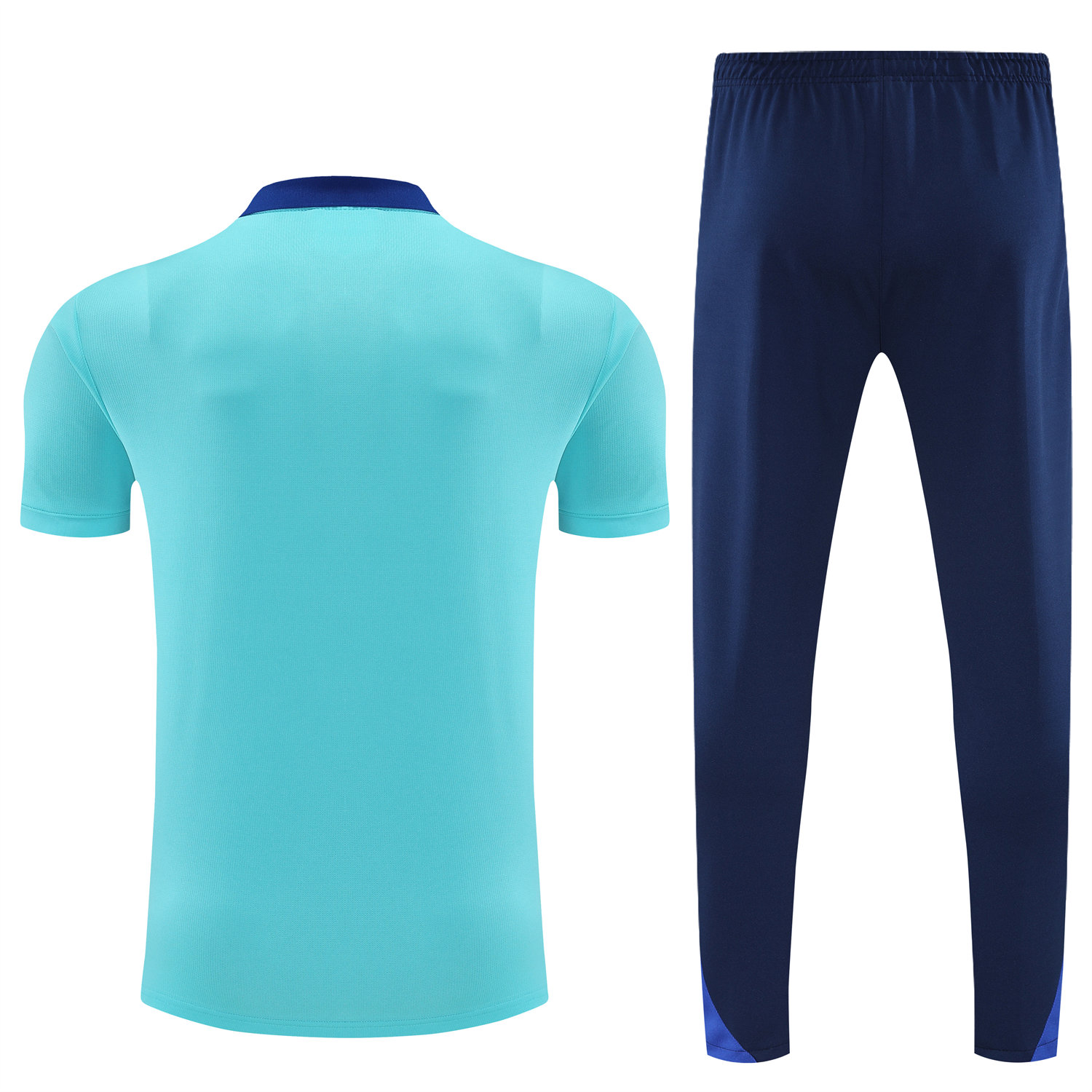 foot-Brazil 25-26 POLO Short-Sleeve Training Set - Blue Top and Deep Blue Pants