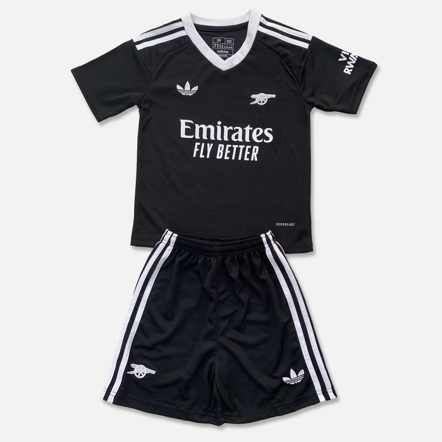 ManixJersey.com | Arsenal 24-25 Full Black Goalkeeper Men's Adult Jersey Set - Fans Version -Customize Name, Number and Patch | Worldwide Shipping