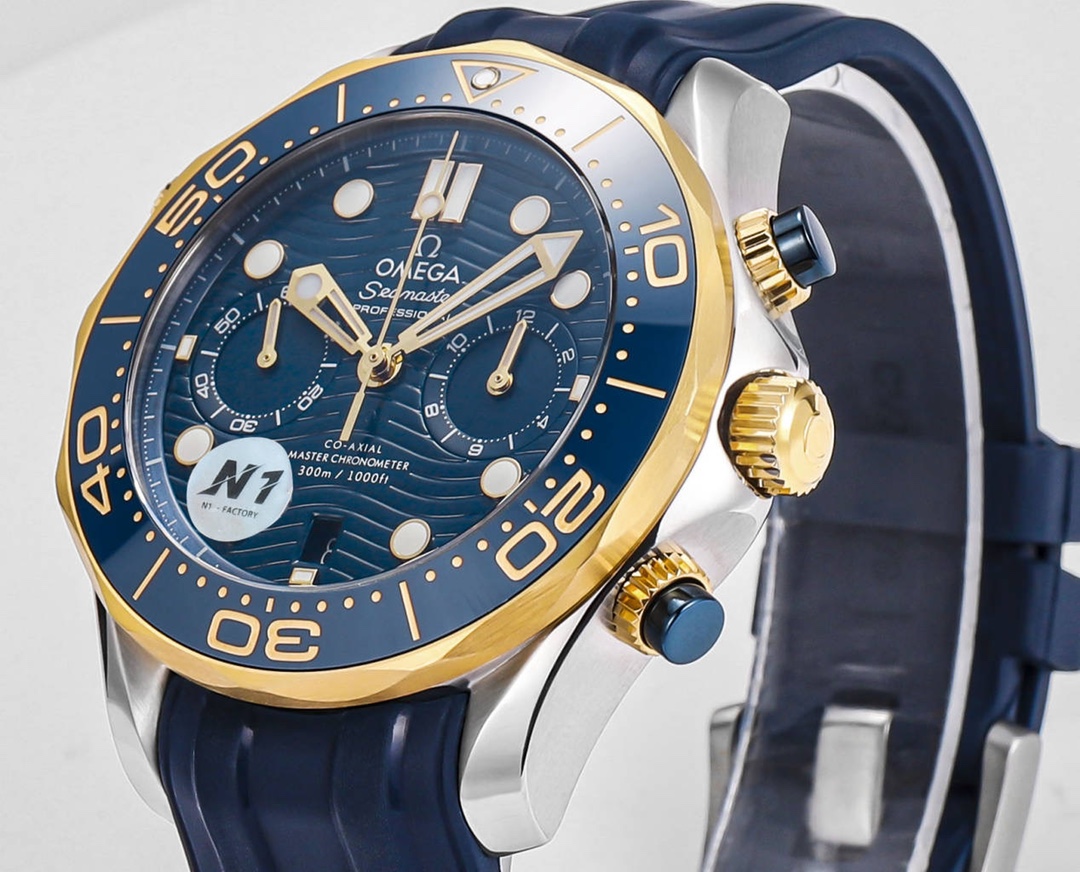 Omega Seamaster 300m 44mm Blue Dial Yellow Gold Blue Bezel Blue Rubber Strap 210.22.44.51.03.001