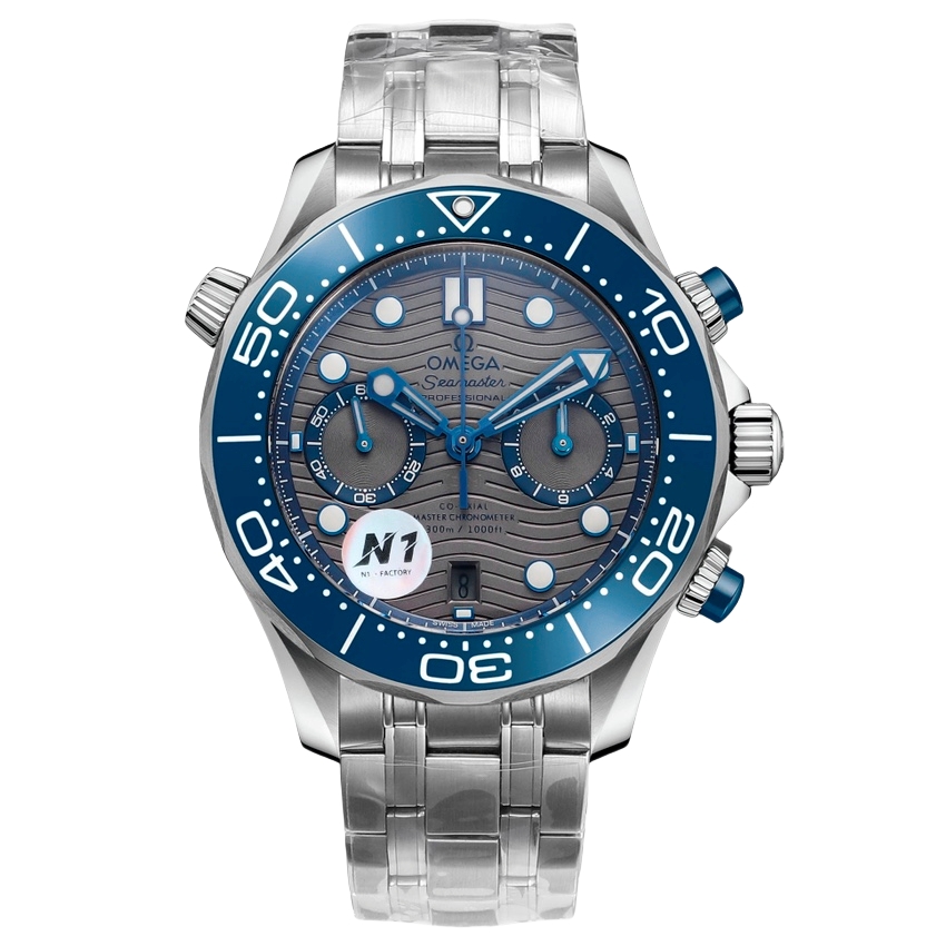 Omega Seamaster 300m 44mm Grey Dial Blue Bezel Steel Strap 210.30.44.51.06.001