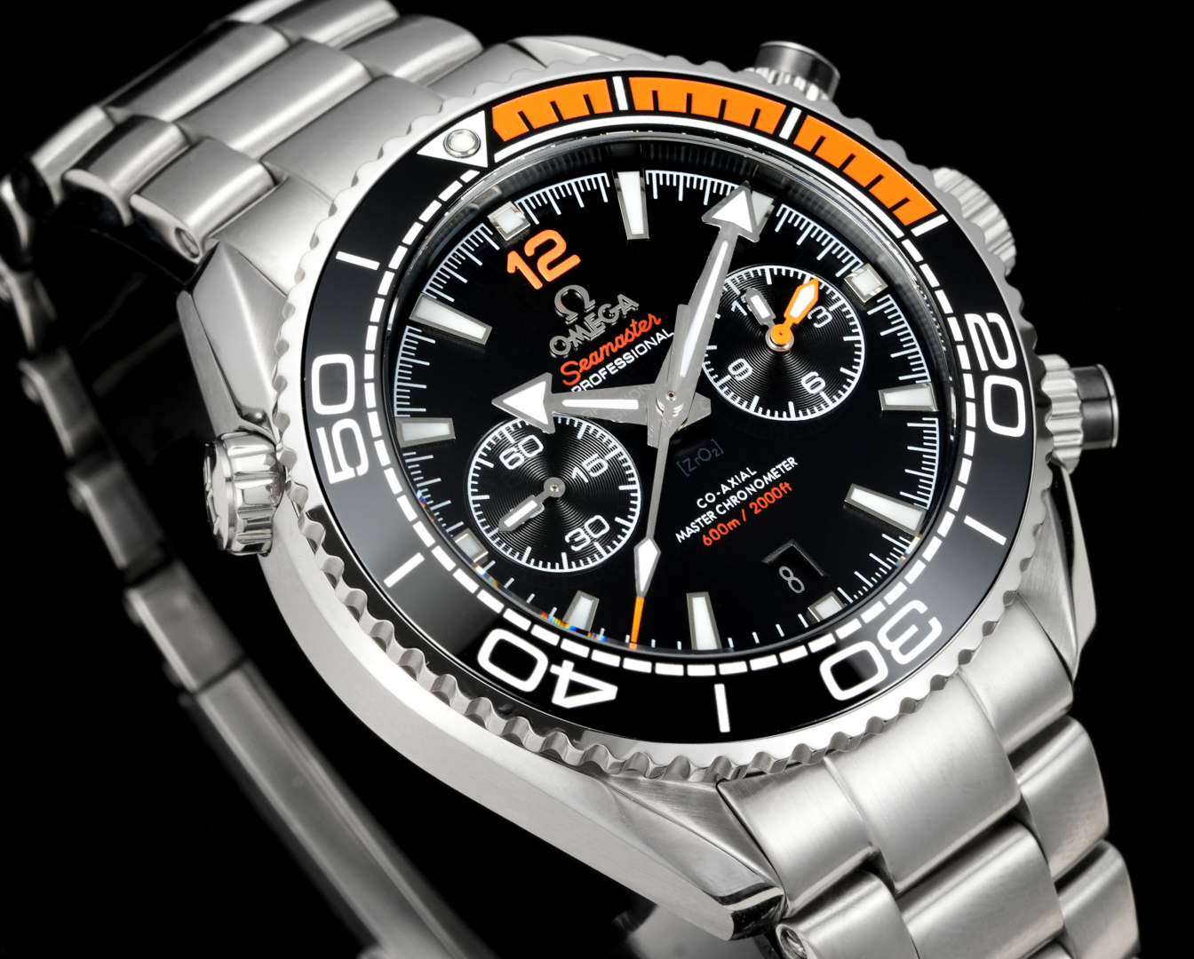 Omega Seamaster 600 Planet Ocean 45.5mm Black Dial Black Orange Bezel Steel Strap 215.30.46.51.01.002