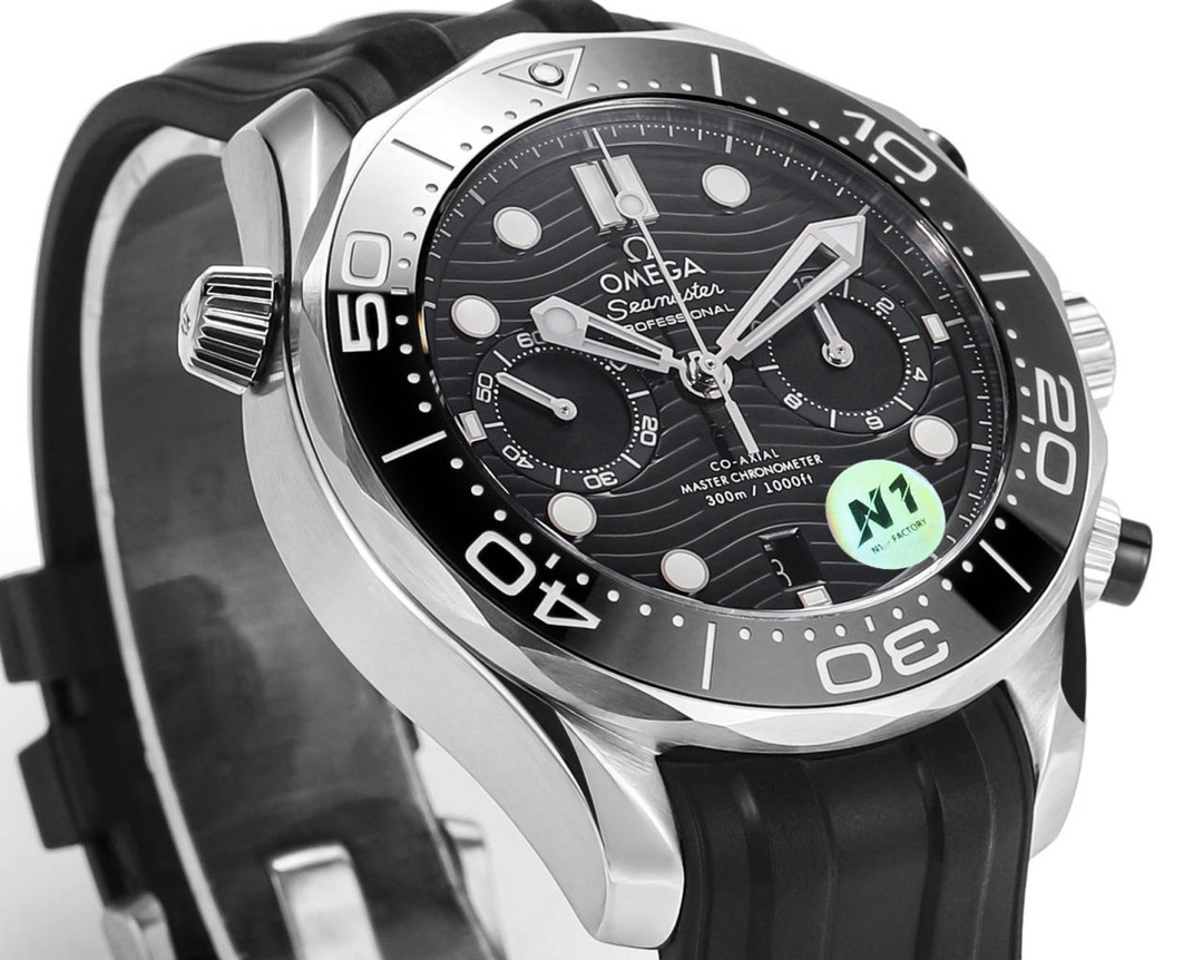 Omega Seamaster 300M 44mm Black Dial Back Steel Bezel Blue Rubber Strap 210.32.44.51.01.001