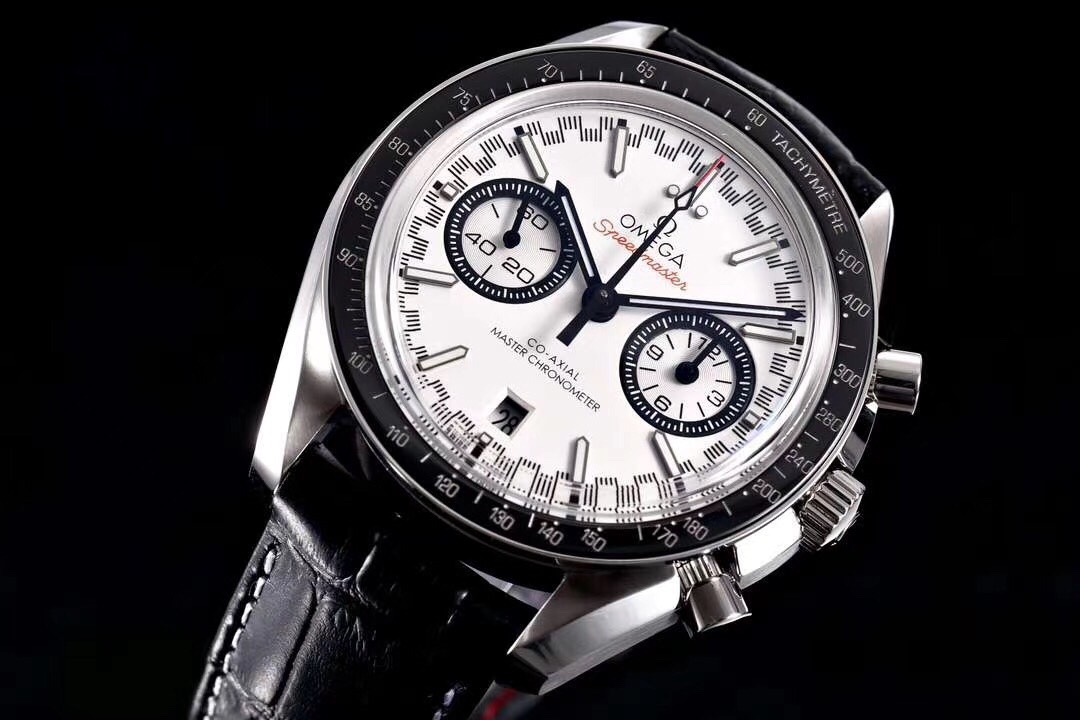 Omega Speedmaster 44.25mm White Dial Black Bezel Black Leather Strap 329.33.44.51.04.001