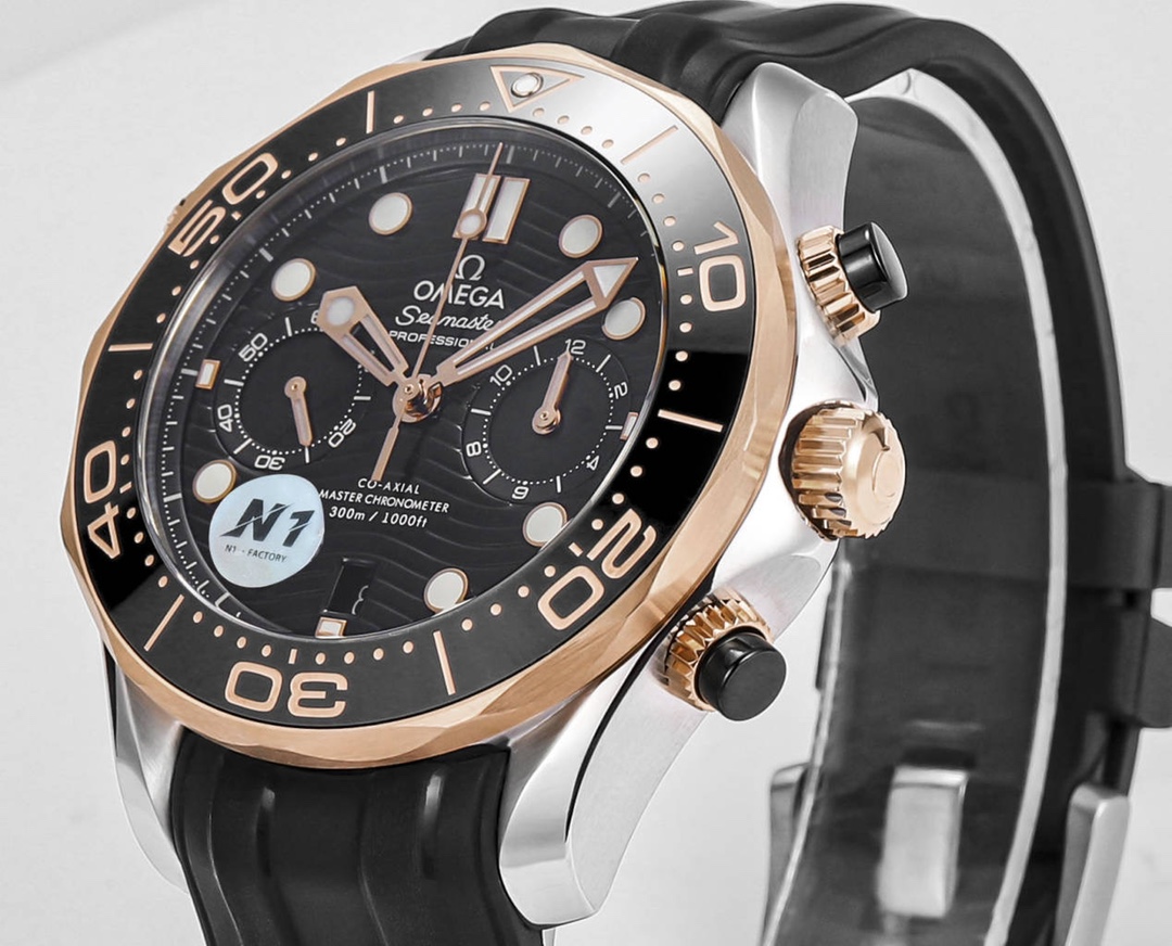 Omega Seamaster 300M 44mm Black Dial Black Rose Gold Steel Bezel Black Rubber 210.22.44.51.01.001