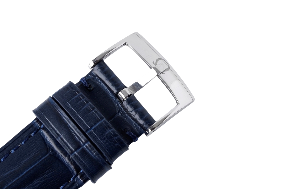 OMEGA De Ville 40mm Blue Rose Gold Dial Steel Bezel Blue Leather Strap 424.13.40.20.03.004