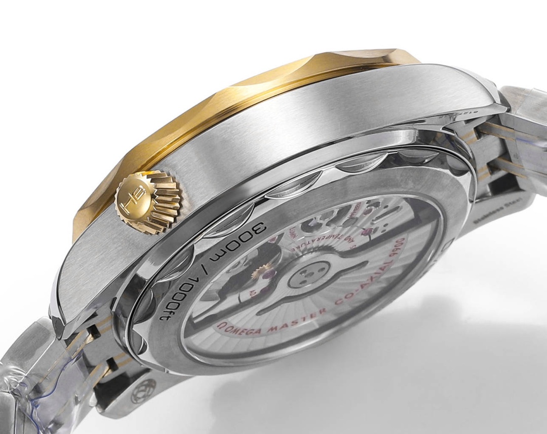 Omega Seamaster 300m 44mm Blue Dial Yellow Gold Blue Bezel Steel Strap 210.20.44.51.03.001