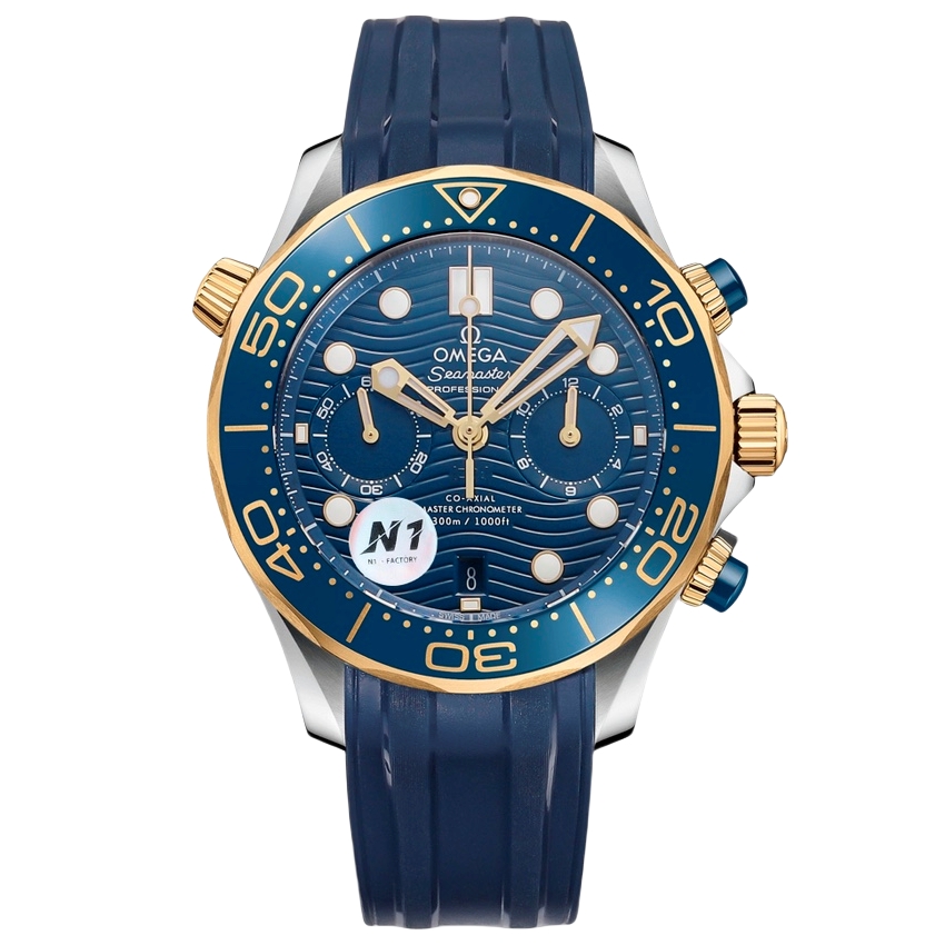 Omega Seamaster 300m 44mm Blue Dial Yellow Gold Blue Bezel Blue Rubber Strap 210.22.44.51.03.001