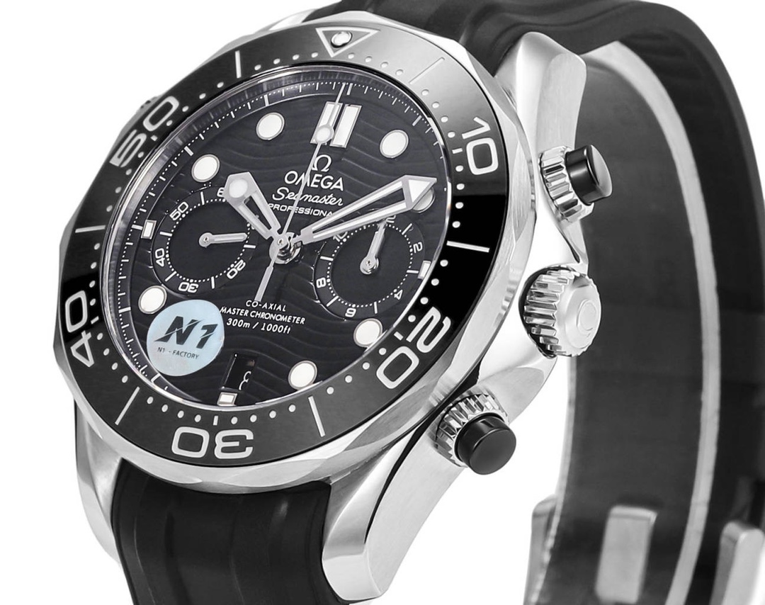 Omega Seamaster 300M 44mm Black Dial Back Steel Bezel Blue Rubber Strap 210.32.44.51.01.001