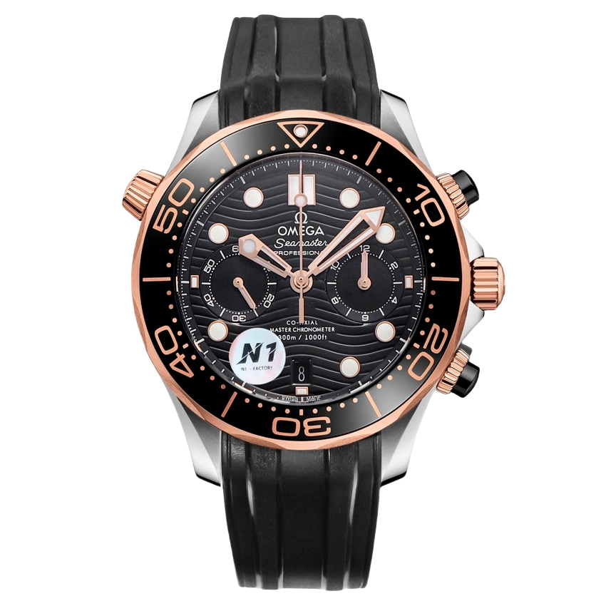 Omega Seamaster 300M 44mm Black Dial Black Rose Gold Steel Bezel Black Rubber 210.22.44.51.01.001