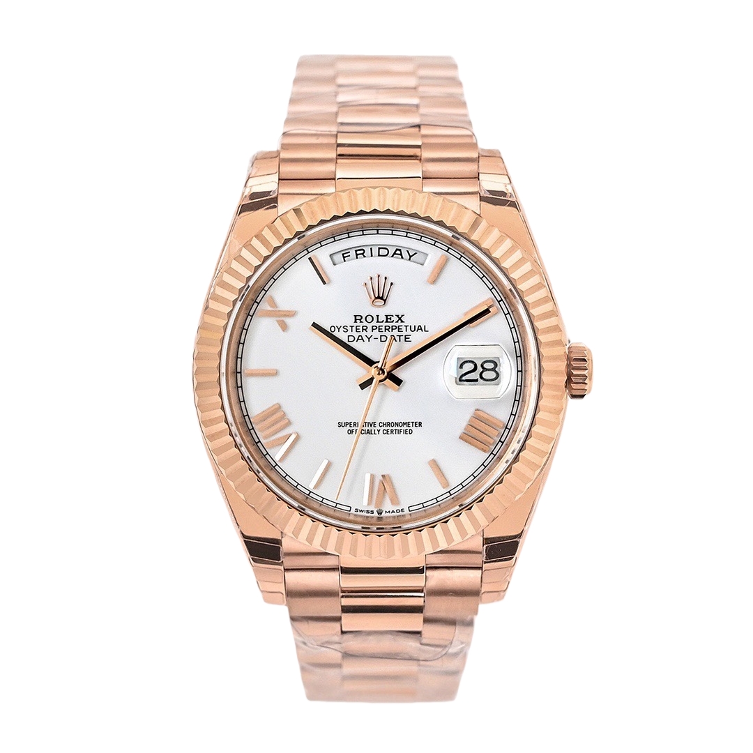 Rolex Day-Date 36mm 40mm Dial White Rose Gold Roman Numeral 228235-0032