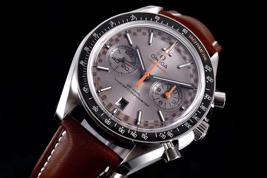 Omega Speedmaster 44.25mm Rhodium Plating Dial Black Bezel Brown Leather Strap 329.33.44.51.01.001