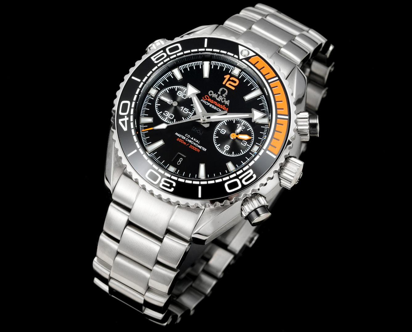 Omega Seamaster 600 Planet Ocean 45.5mm Black Dial Black Orange Bezel Steel Strap 215.30.46.51.01.002