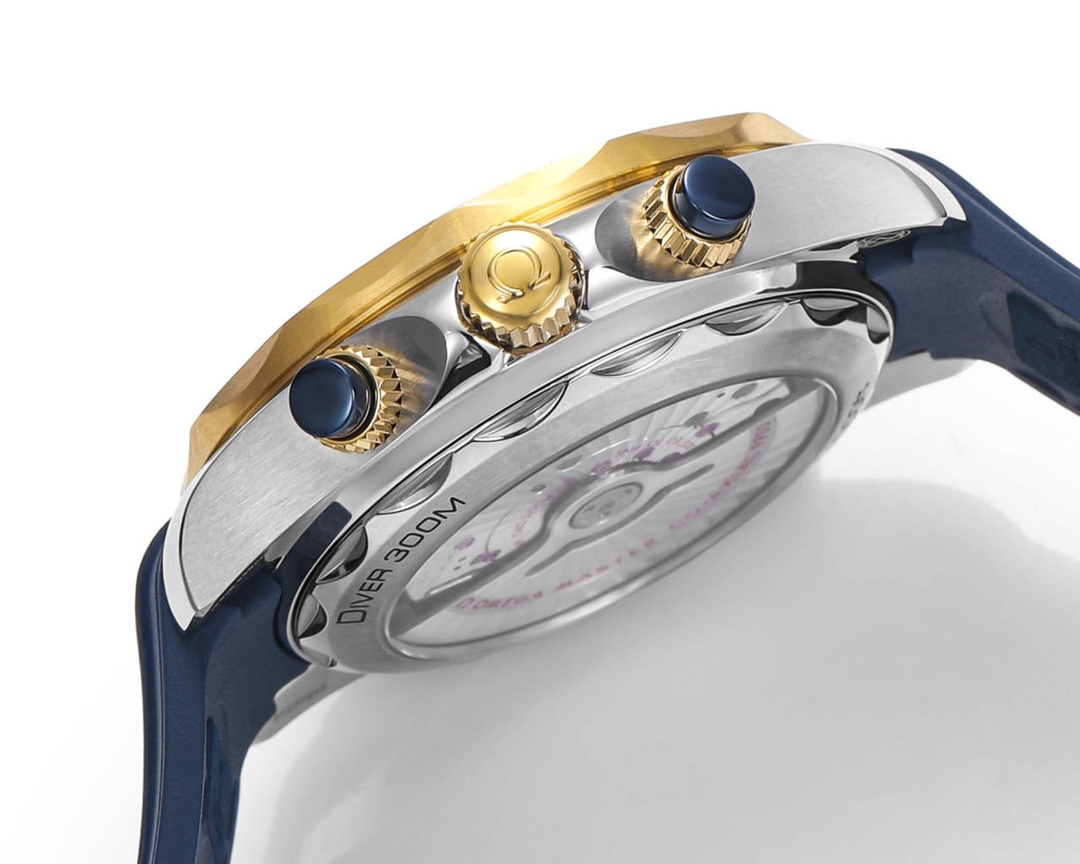 Omega Seamaster 300m 44mm Blue Dial Yellow Gold Blue Bezel Blue Rubber Strap 210.22.44.51.03.001