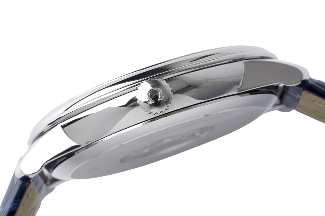 OMEGA De Ville 40mm Blue Rose Gold Dial Steel Bezel Blue Leather Strap 424.13.40.20.03.004