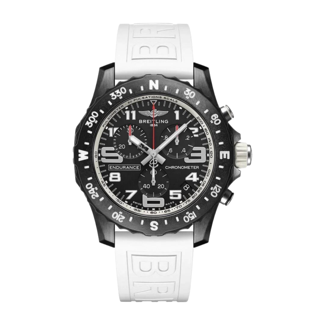 Breitling Professional 44mm Black Dial Black Bezel White Rubber Strap X82310A71B1S1