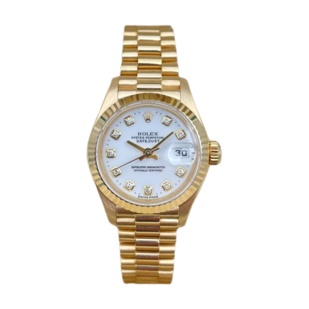 Rolex Datejust 31mm White Diamond Dial Yellow Gold Bezel 278278-1010 Woman Ladies